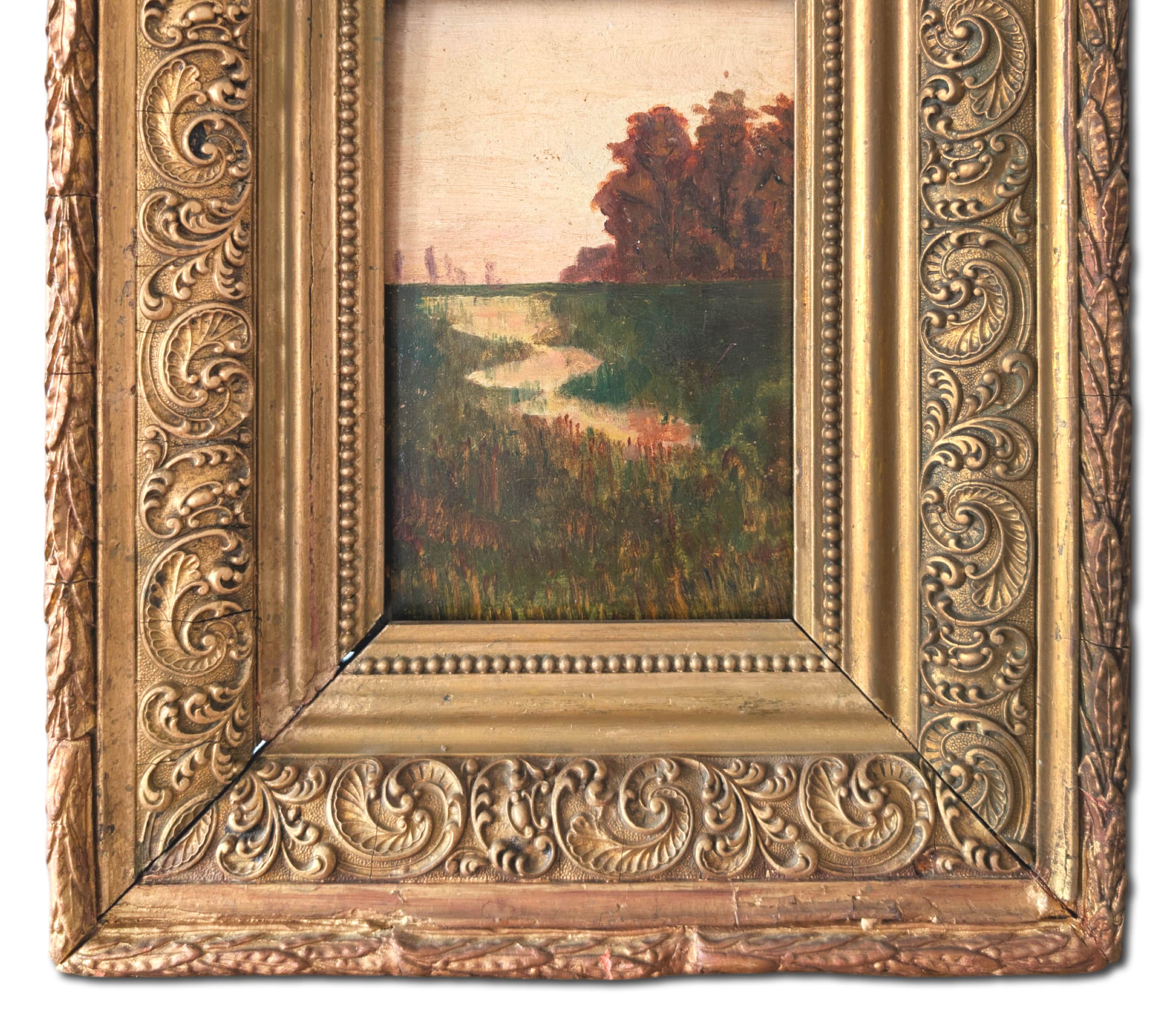 Antique Landscape Painting The Brook
