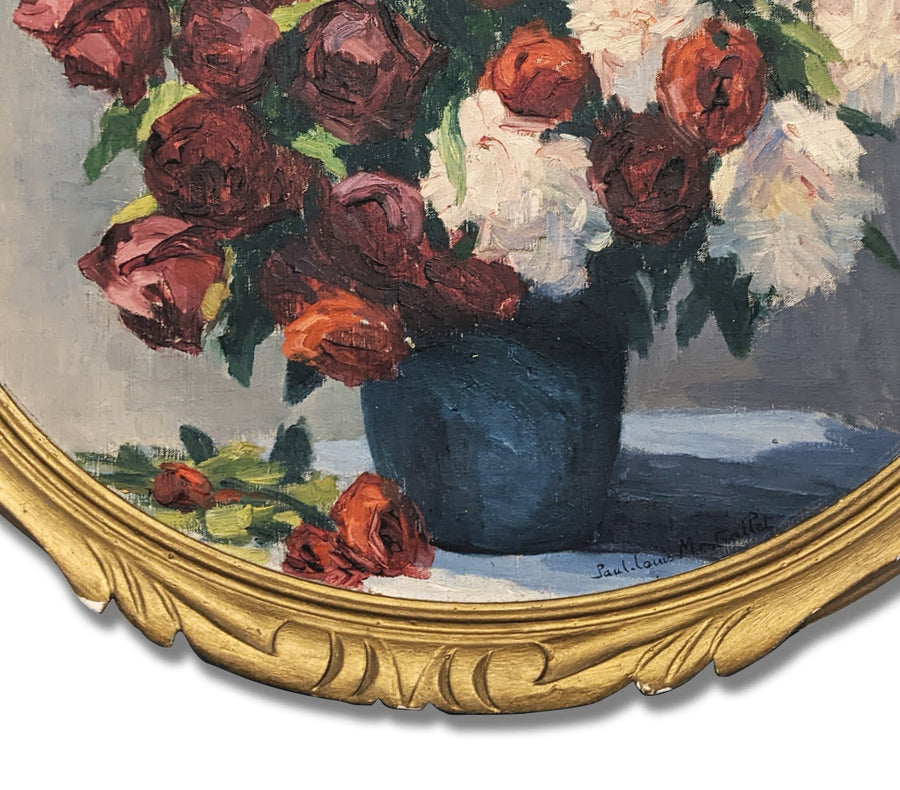 antique french bouquet still life oval frame 