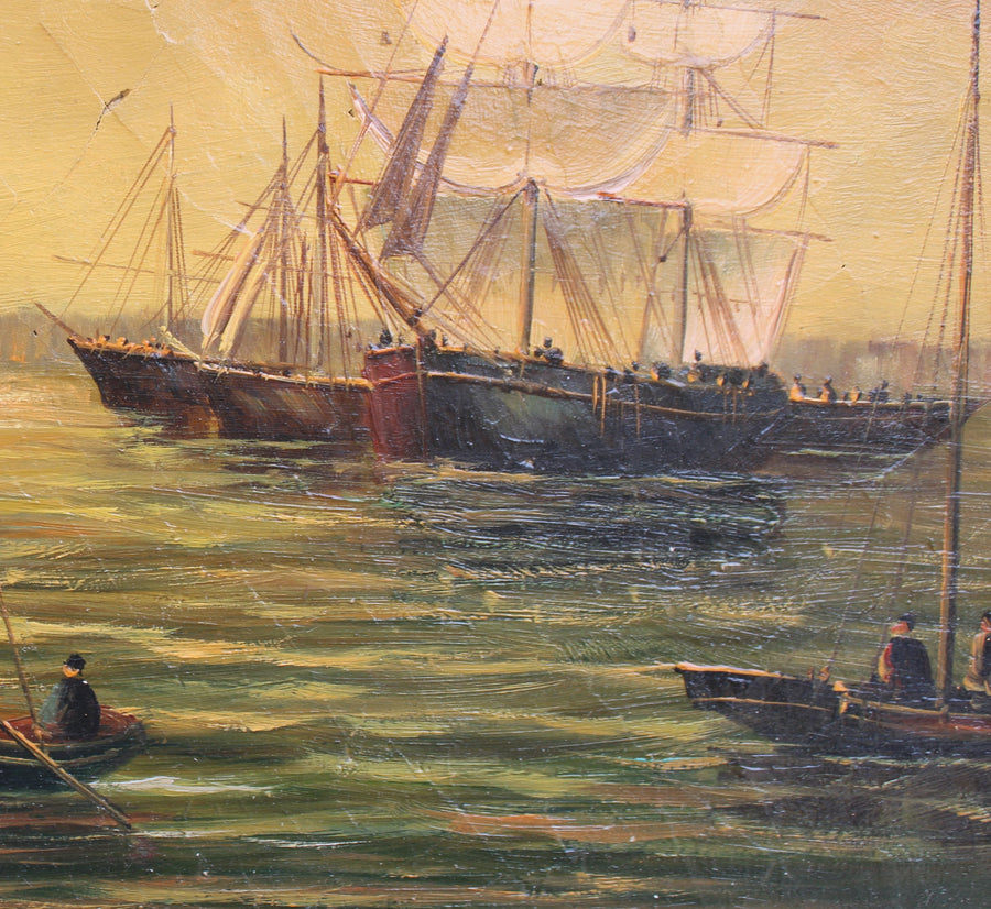 antique french maritime painting