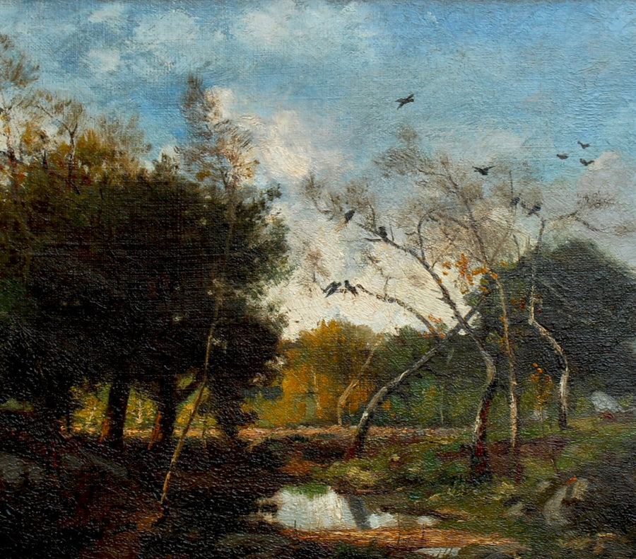 antique Barbizon French oil painting for sale