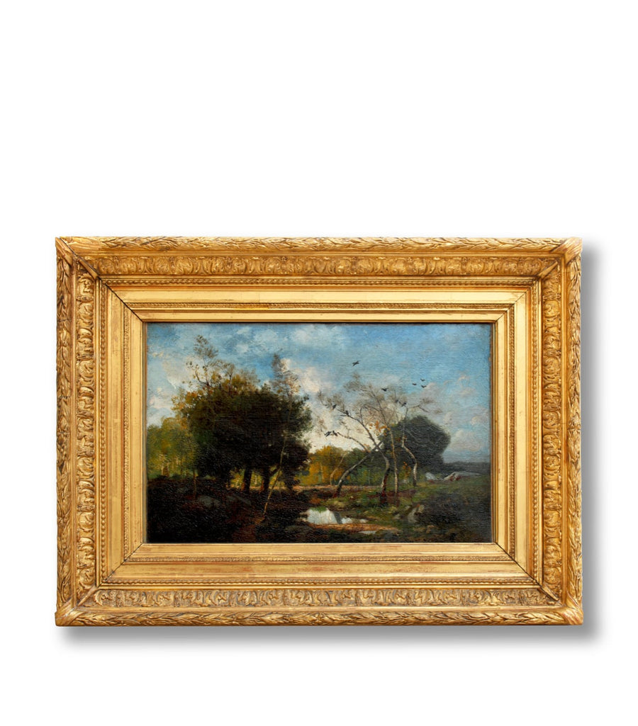 antique Barbizon French oil painting for sale