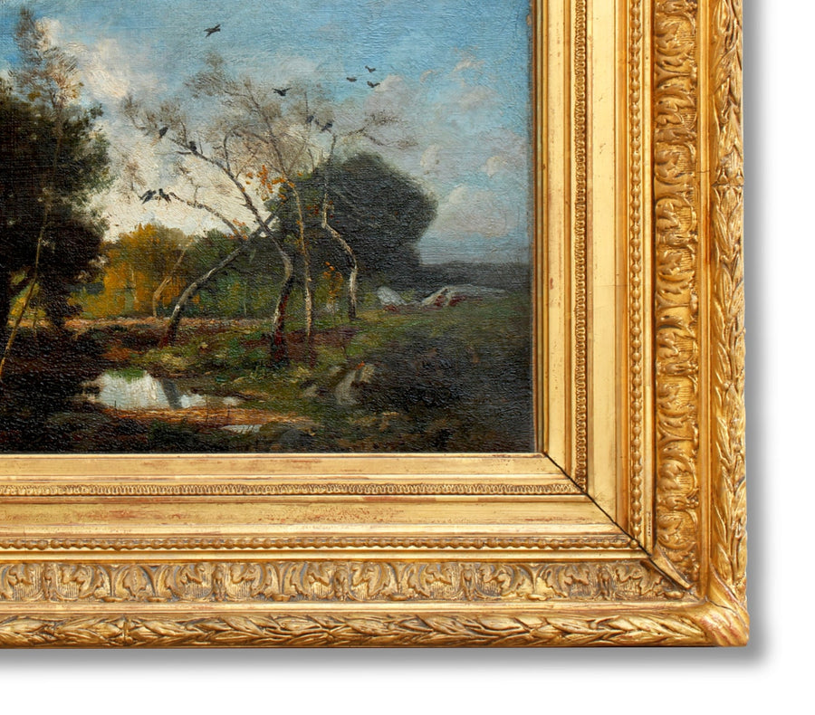 antique Barbizon French oil painting for sale