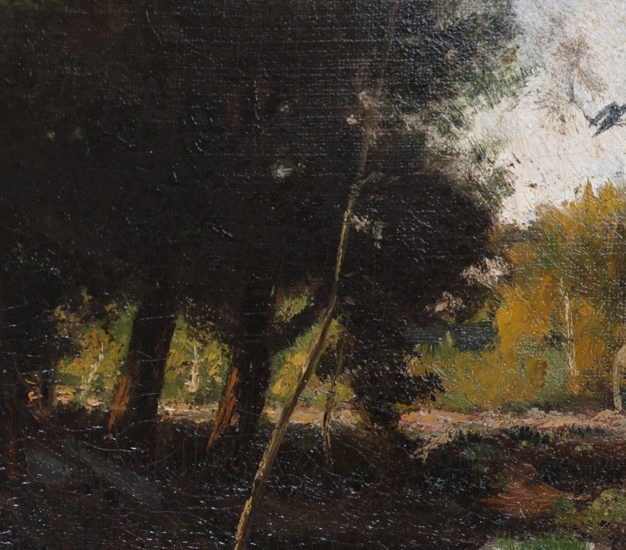 antique Barbizon French oil painting for sale