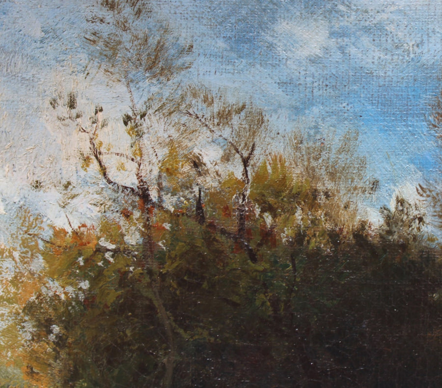 antique Barbizon French oil painting for sale