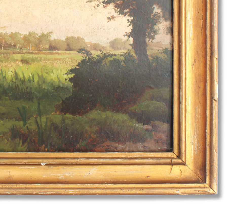 antique french oil painting landscape original