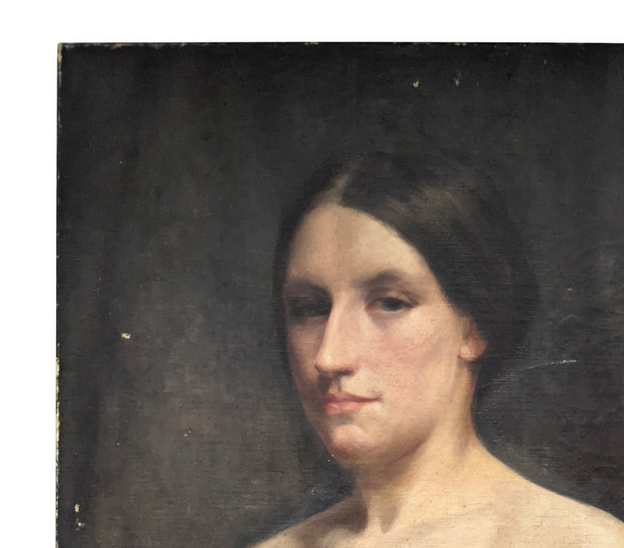 Antique French Oil painting portrait woman