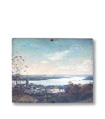 Antique Art of Landscape of Coastal Town for sale