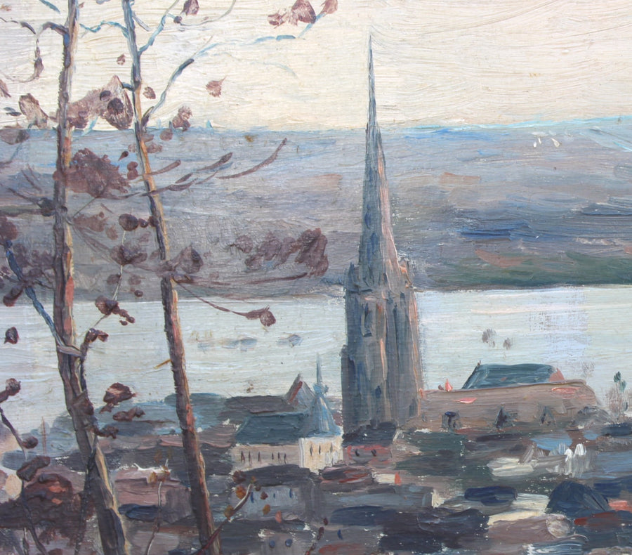 Antique Art of Landscape of Coastal Town for sale