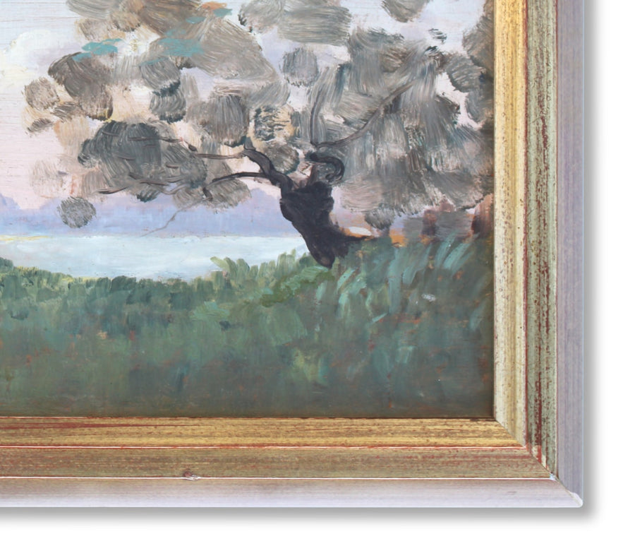French Antique Painting Oil Landscape for sale 
