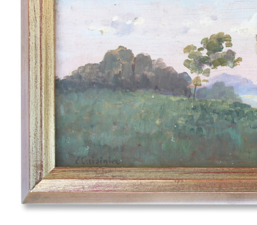 French Antique Painting Oil Landscape for sale 
