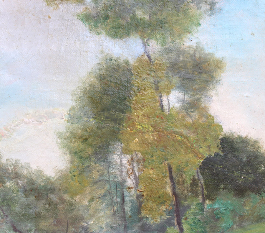 19th-century Oil on Canvas Painting of Pond for sale