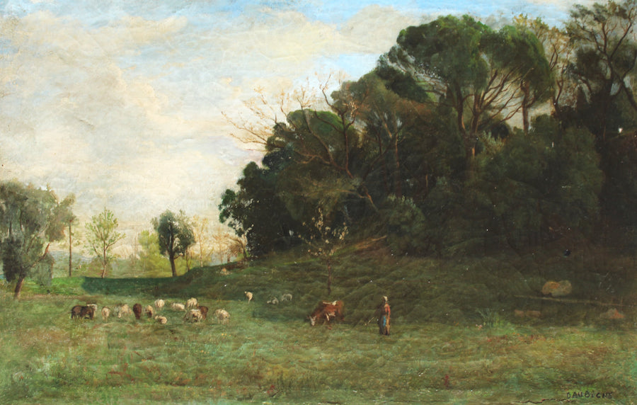 antique french barbizon landscape 