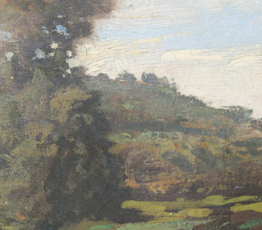 antique French landscape oil painting original 