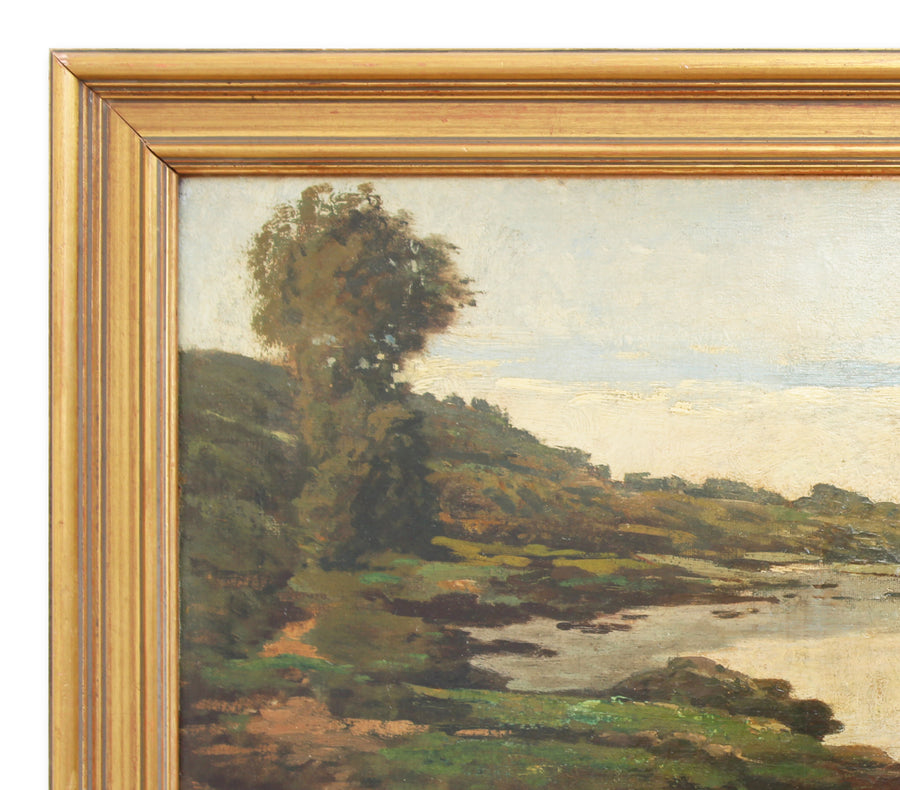 antique French landscape oil painting original 