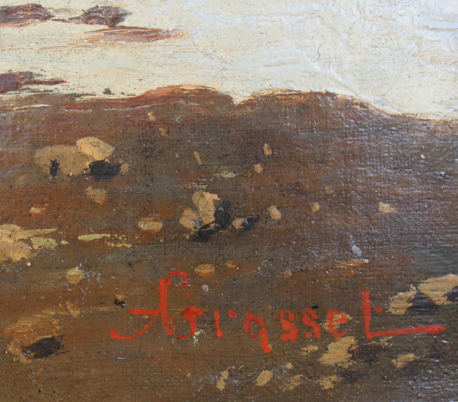 antique French landscape oil painting original 