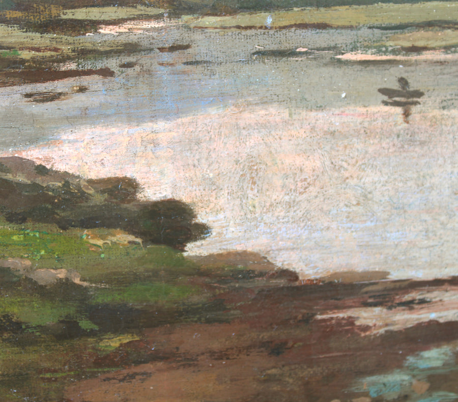 antique French landscape oil painting original 
