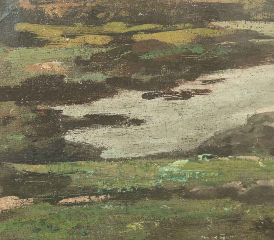 antique French landscape oil painting original 