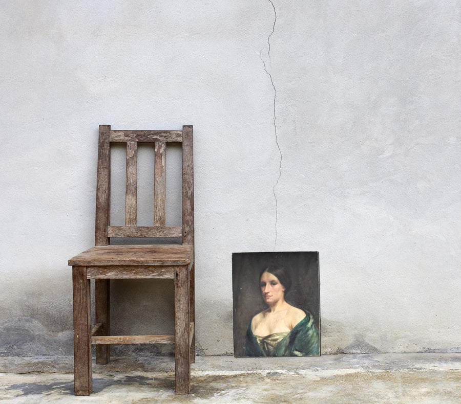 Antique French Oil painting portrait woman