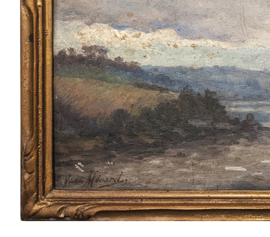 antique impressionist french oil painting landscape