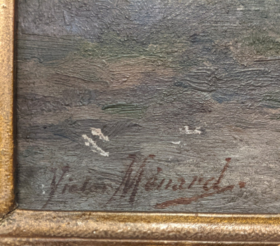 antique impressionist french oil painting landscape