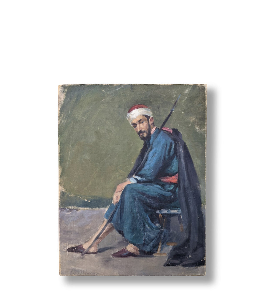 antique portrait painting turkish soldier