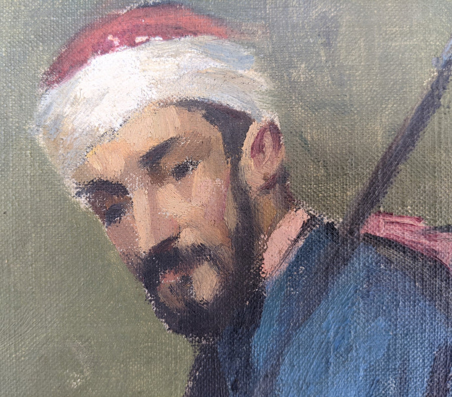 antique portrait painting turkish soldier