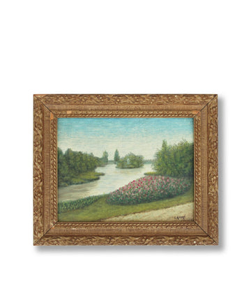 French Antique Oil Painting of Lac for sale