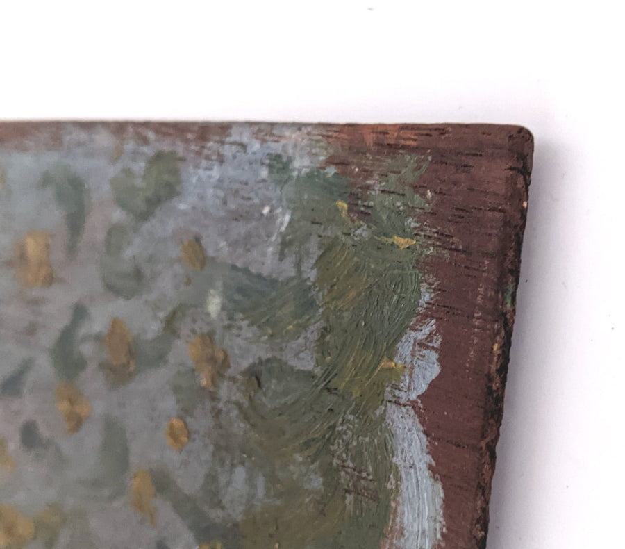 antique impressionist painting on wood for sale
