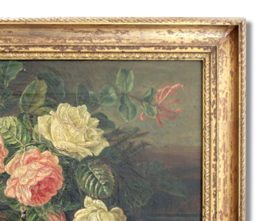 antique early 1800s still life painting signed for sale