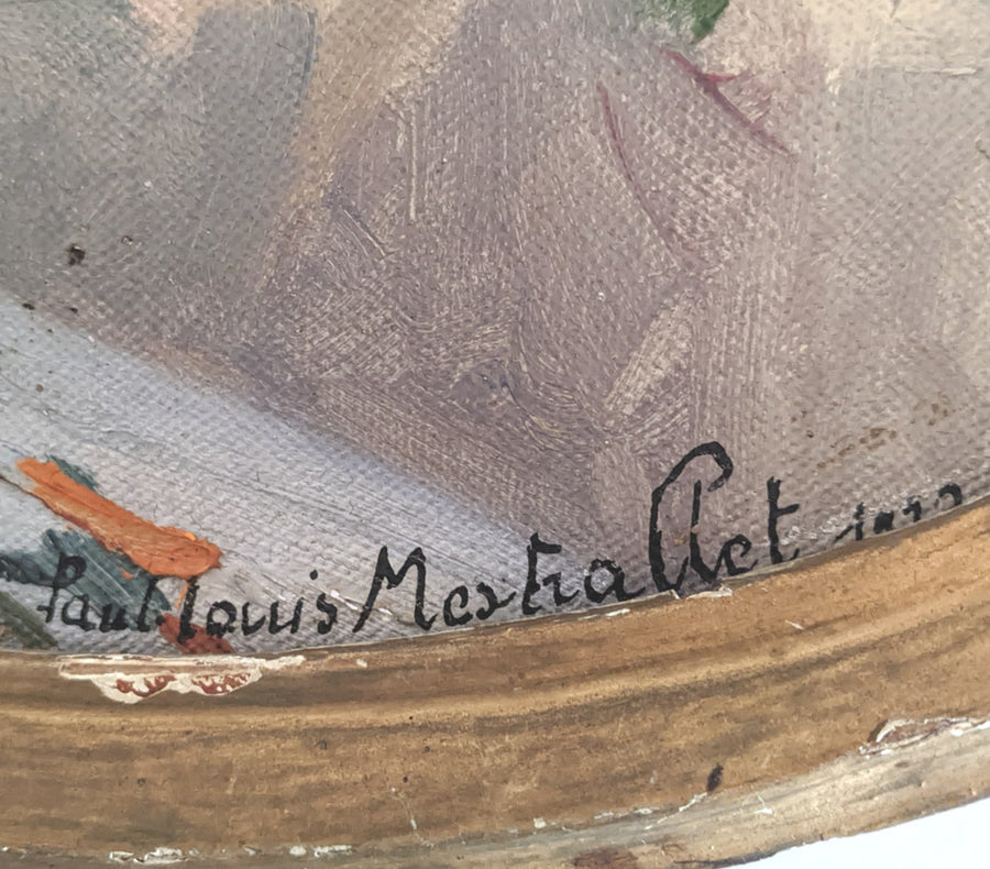 antique french oval still life flower painting for sale 