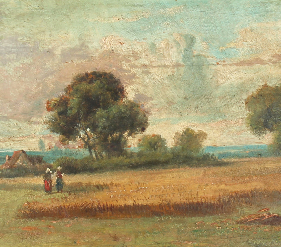 French Antique Painting of Wheat Field for sale