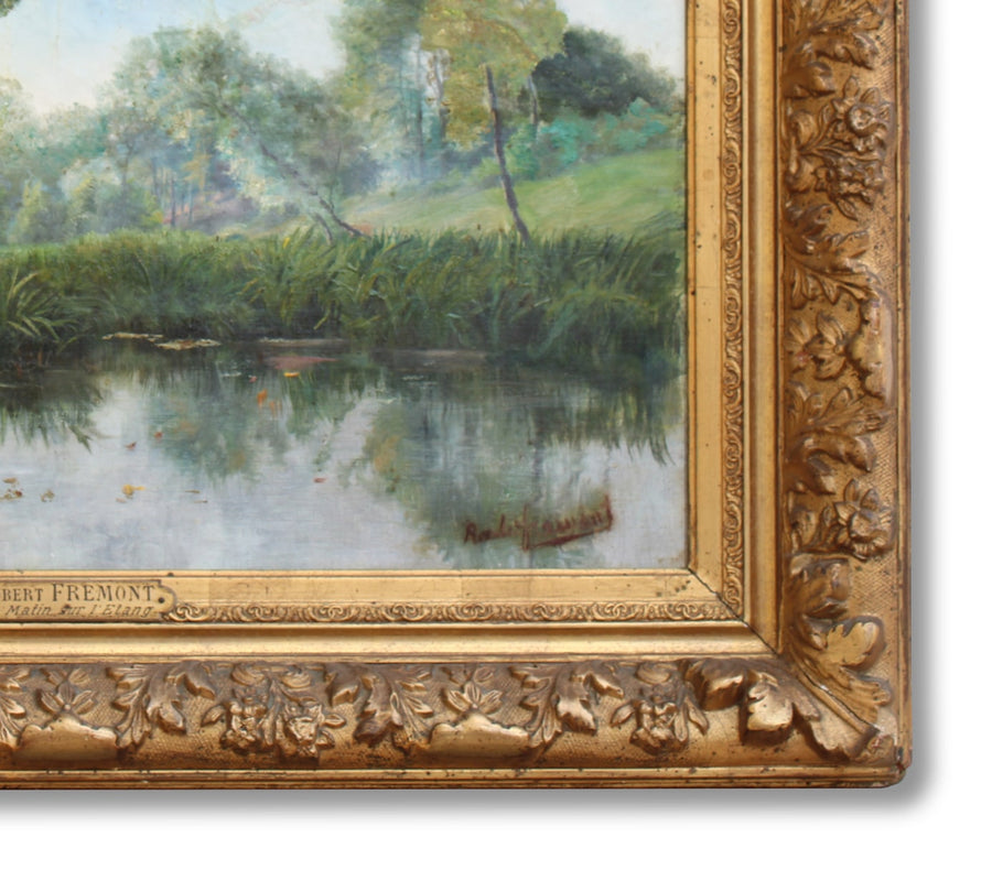 19th-century Oil on Canvas Painting of Pond for sale