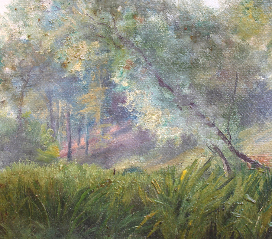 19th-century Oil on Canvas Painting of Pond for sale
