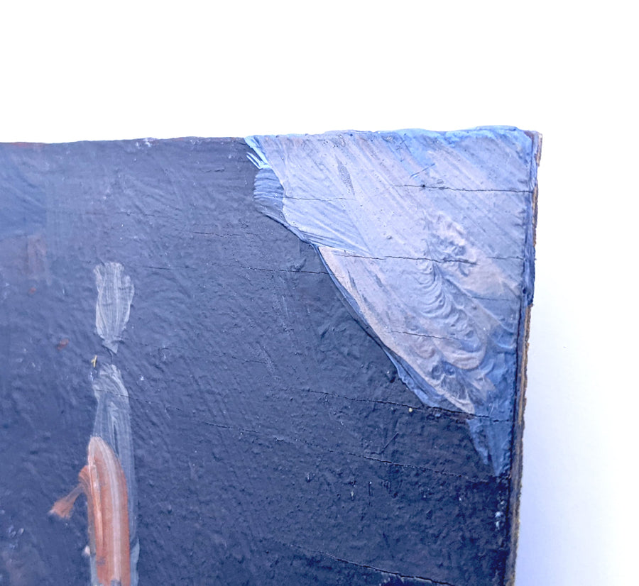 French antique small oil painting on wood