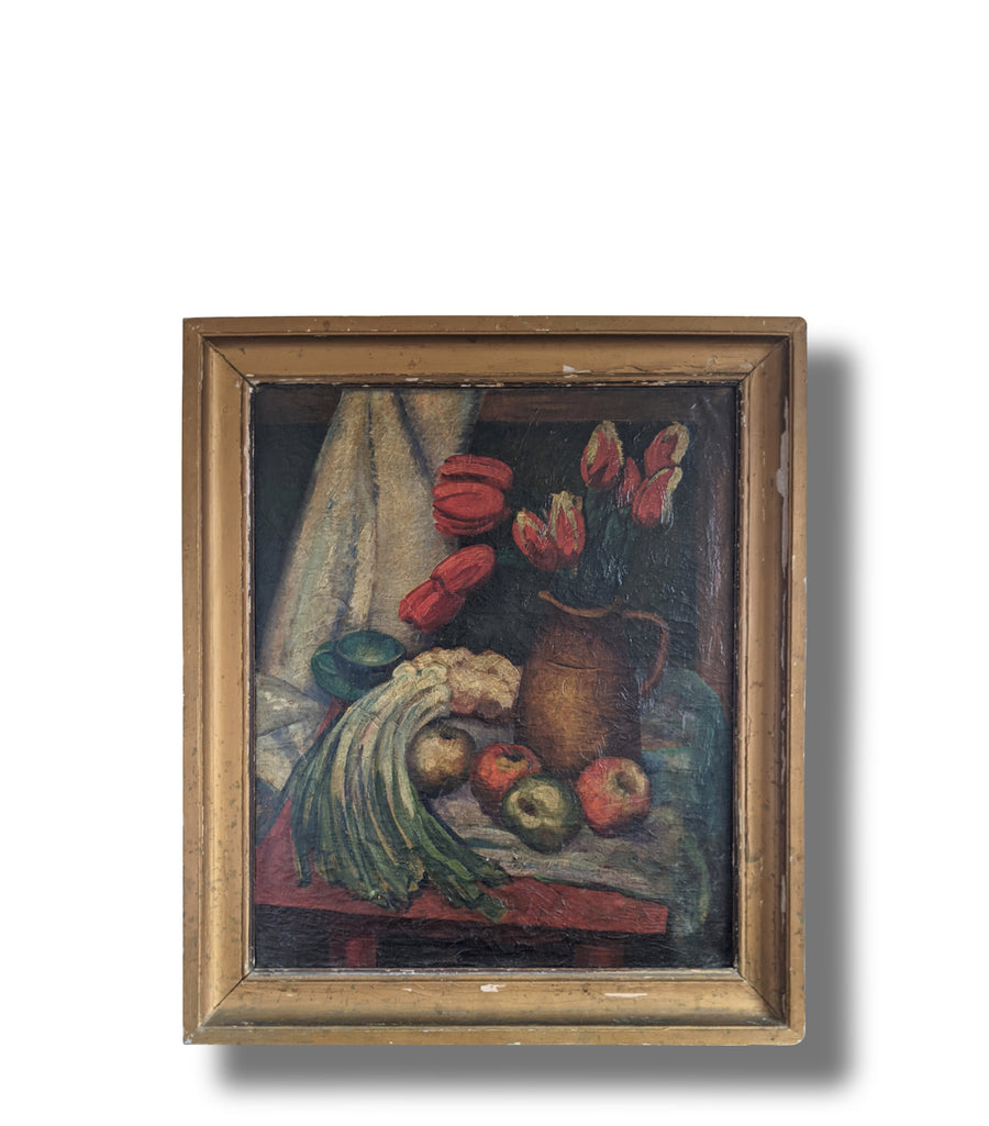 French still life painting antique dark colors