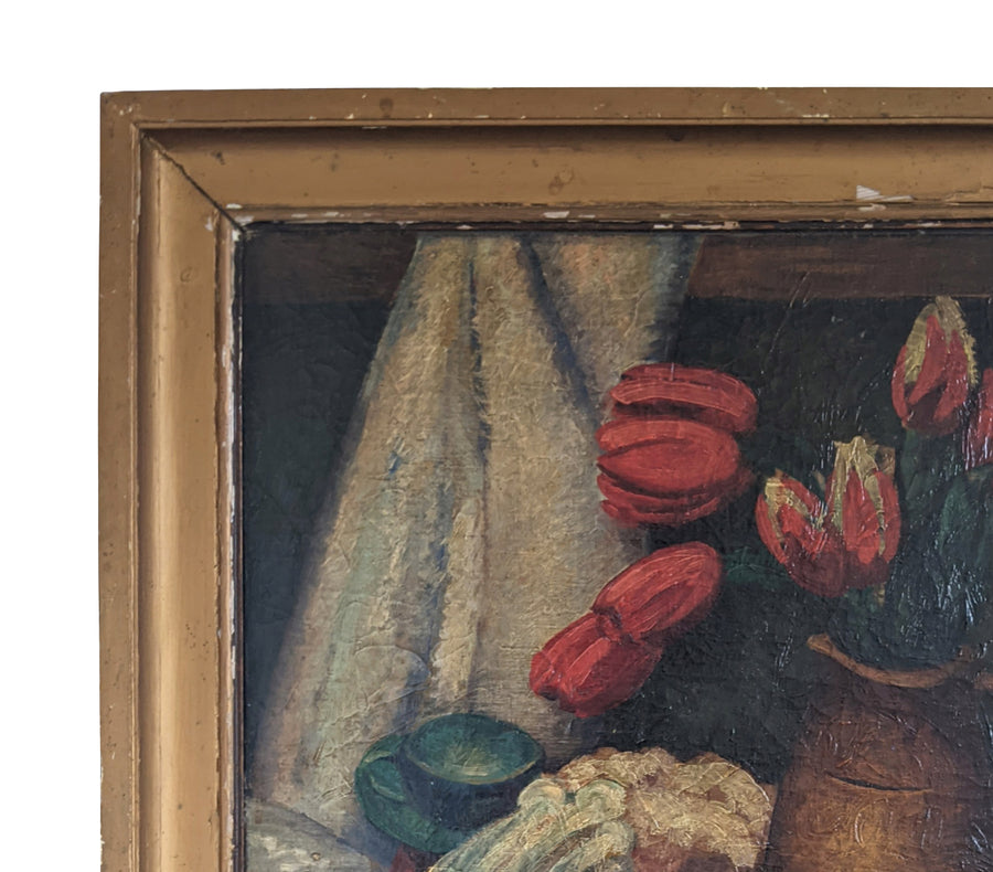 French still life painting antique dark colors