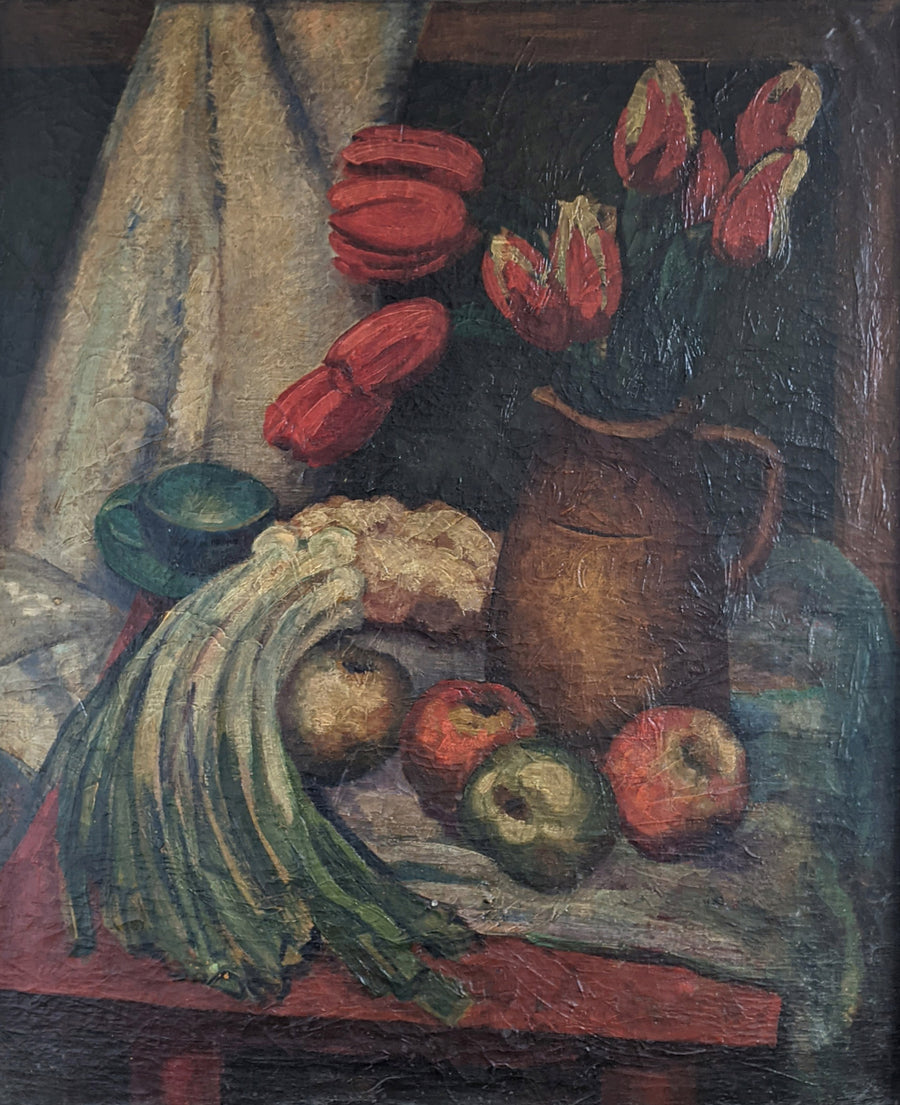 French still life painting antique dark colors