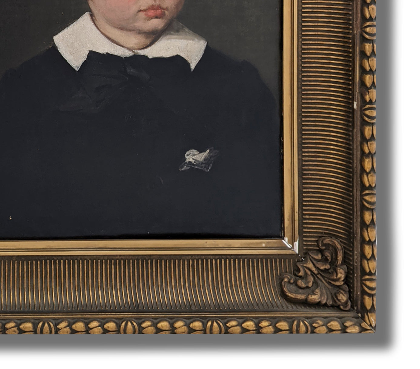 Antique French Oil Portrait original of a little boy