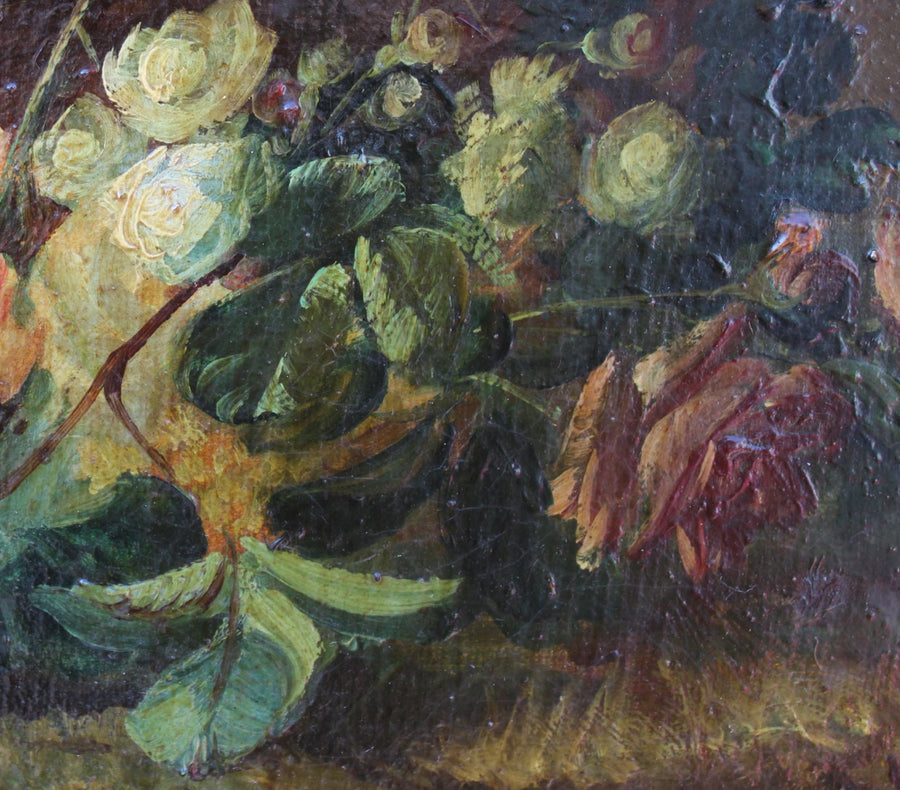 Oil on Canvas Painting Flower Basket Still Life