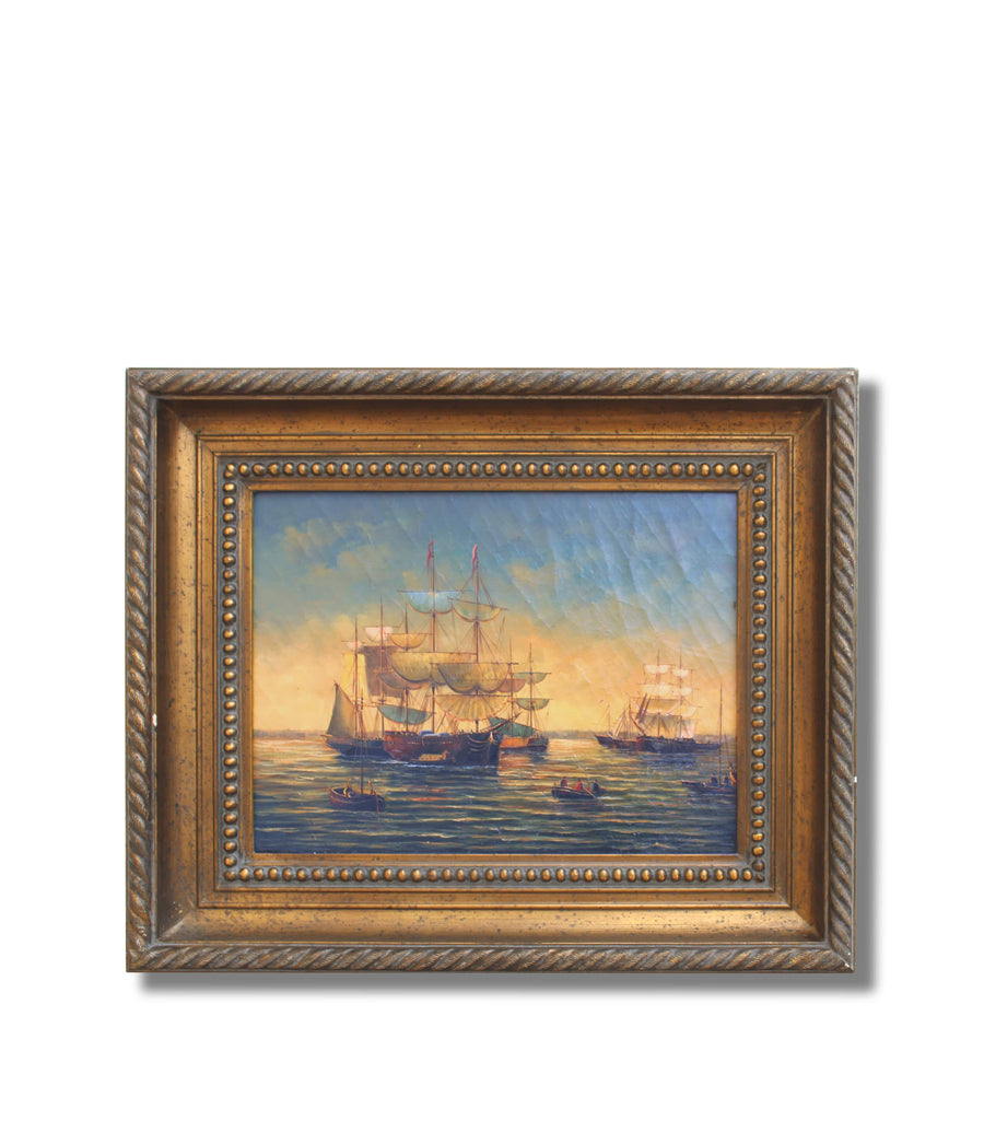 antique french maritime painting