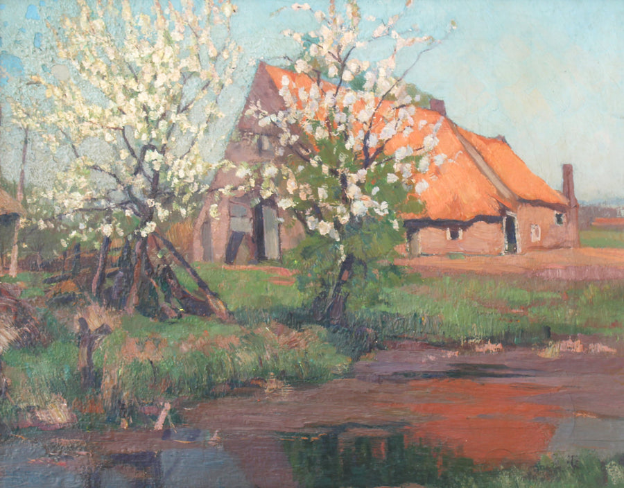 antique original french impressionist landscape