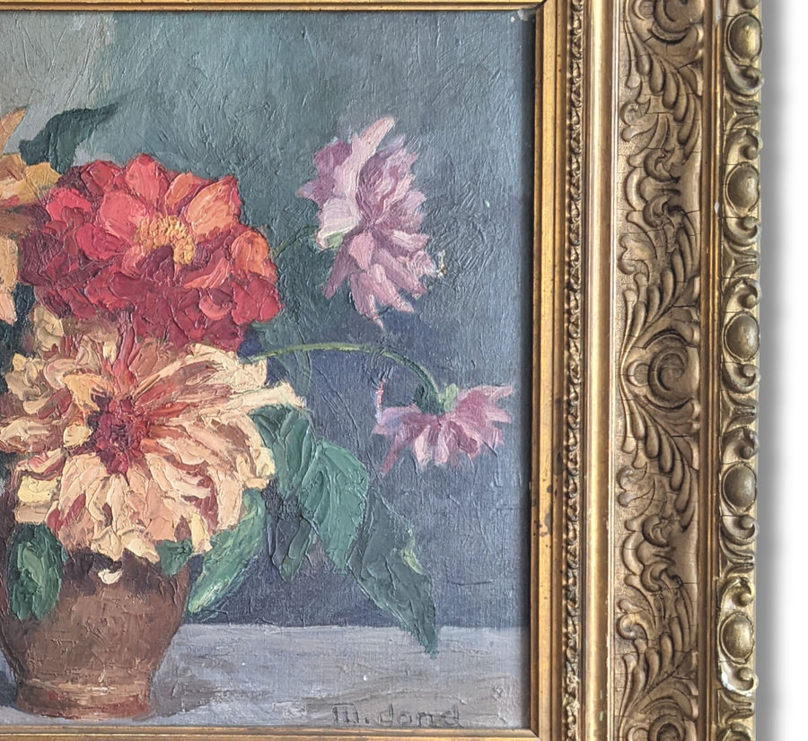 Large Scale oil painting antique still life French signed painting