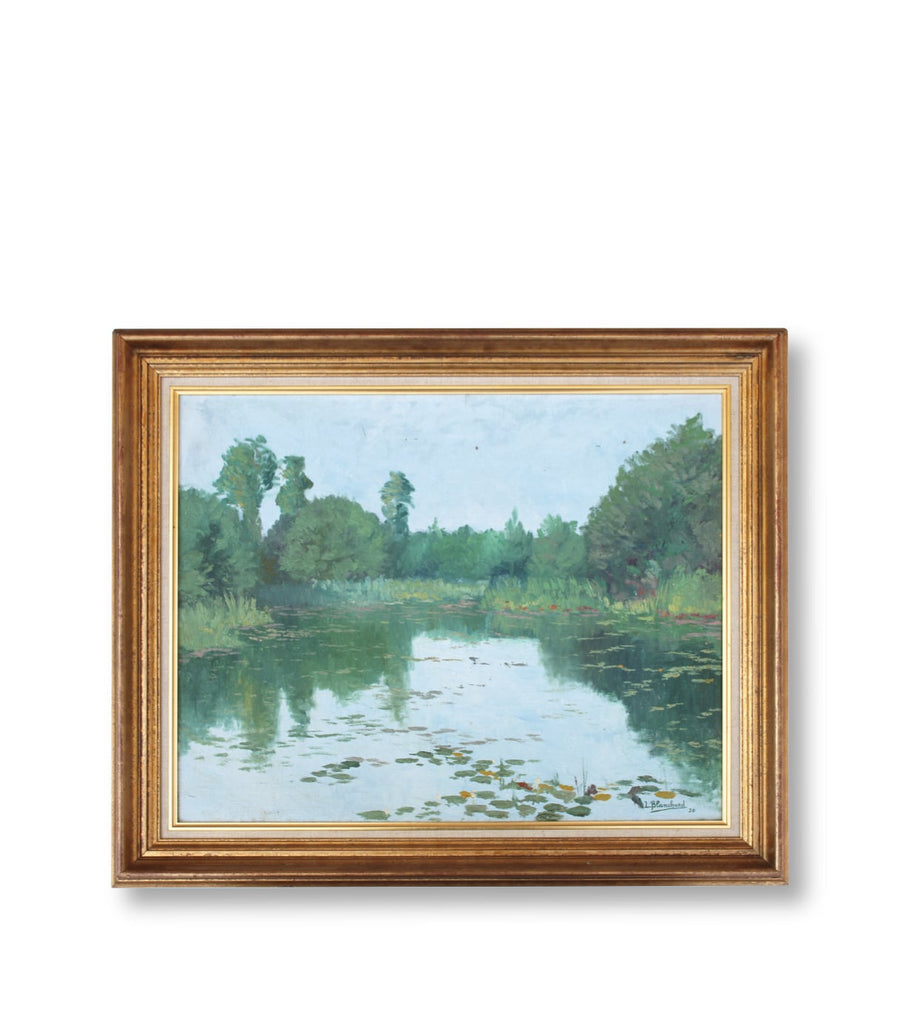 French Antique Oil Painting of Swamp for sale