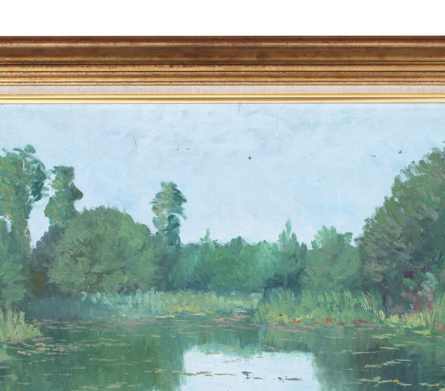 French Antique Oil Painting of Swamp for sale