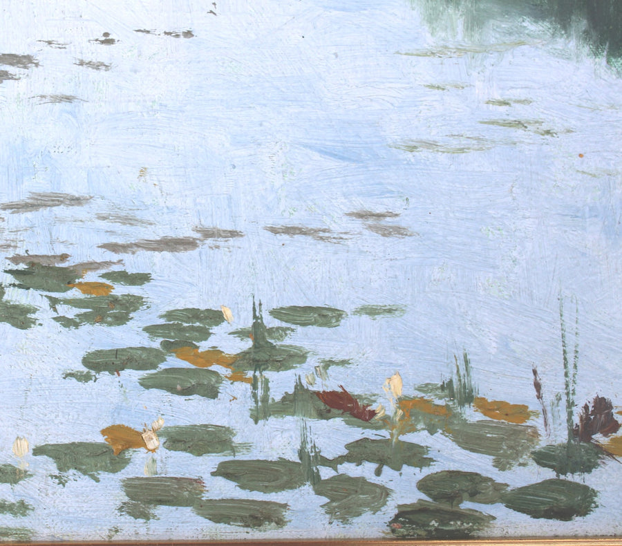 French Antique Oil Painting of Swamp for sale